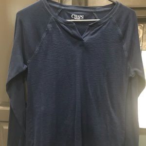 Chaps Sport (L) L/S Navy Henley Top